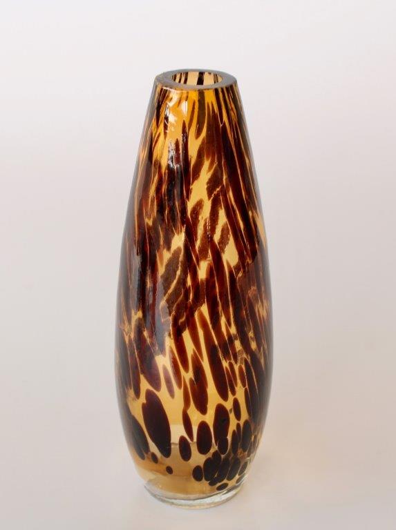 Tall Thin Tortoise Shell Glass Vase